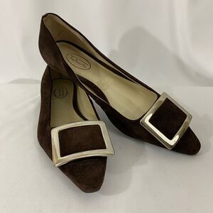 Talbots Brown Suede Flats with Buckle